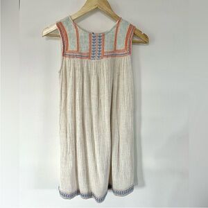 Cost Plus World Market Cream Mini Dress with Orange and Blue Accents
